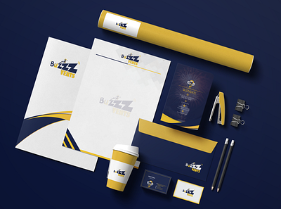 BUZZZVENTS advertising branding branding and identity branding design events logo logodesign mockups stationery