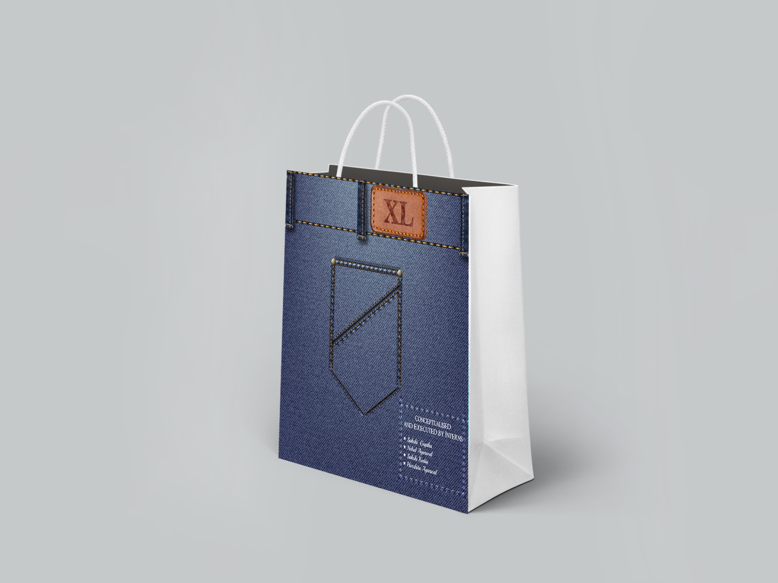 ITC white Paper durable printed bags 12 w x 15 h x 4 b inch GSM 250