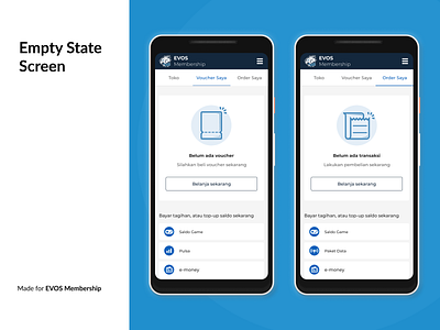 EVOS Membership Empty State Screen illustration ui ui design uiux vector