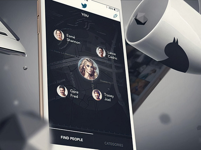 Twitter Old Concept bar black feed map menu mobile motion navigation social twitter user