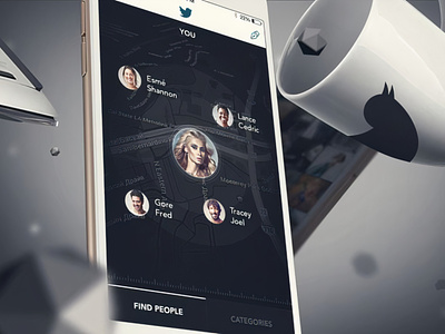 Twitter Old Concept bar black feed map menu mobile motion navigation social twitter user