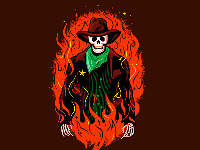 Devil's Gap Jalapeño Ale beer cowboy fire illustration jalapeño label skull stars