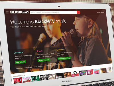 Music Website Design artist concept design flat music player radio site theme ui web website