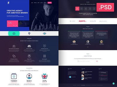 Creative Website Design - Free PSD agency creative design download flat free material personal psd template web website