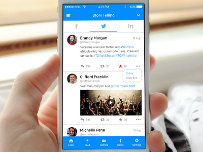 All In One - Your Social Network app concept design feeds flat ios listing social story line twitter ui ux