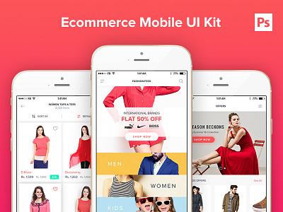 Ecommerce Mobile UI Kit app design download ecommerce ios iphone kit mobile psd shopping ui ui8