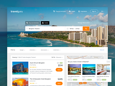 Hotel Listing Page creative design holiday hotel landing listing page tourism travel trip ui website