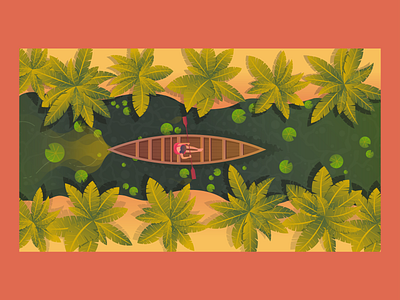 "Excited Face" Mother nature boat branding coconuts colors design forest gradient holidays illustraion lady river shadow southindia suvadugalanimation topview trees vector