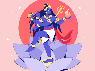 Dancing Shiva 2021 character character design crown dance design flower god gold illustration indian lotus nataraja shiva stars vector yoga