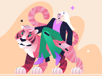 Let's saddle this tiger! 2022 character design design girl happynewyear illustration illustrator newyear tiger vector