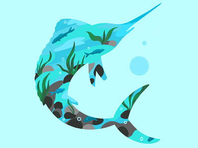 Beneath the water 2022 character character design design fish illustration plants sea vector