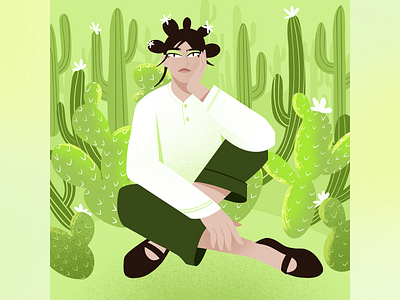 Cactus Garden for #juneinbloom2022 2022 cactus character character design design fashion fashion illustration girl illustration vector