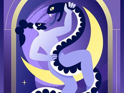 Tarot N18 — The Moon character character design design illustration moon tarot tarot cards vector