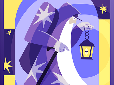 Tarot N9 — The Hermit 2022 character character design hermit illustration light stars tarot tarot cards vector