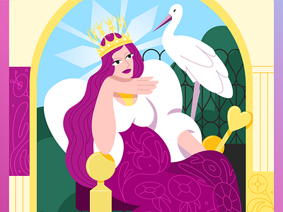 Tarot N3 — The Empress 2022 bird character character design design empress illustration queen tarot tarot cards vector