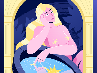 Tarot N17 — The Star 2022 character character design design girl illustration star vector well