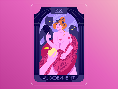 Tarot N 20 — Judgement (of Paris) 2022 aphrodite apple beauty card character character design design illustration judgement tarot tarot cards vector