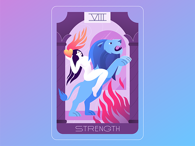 Tarot N8 — Strength 2022 card character character design design girl illustration lion strength tarot tarot cards vector woman