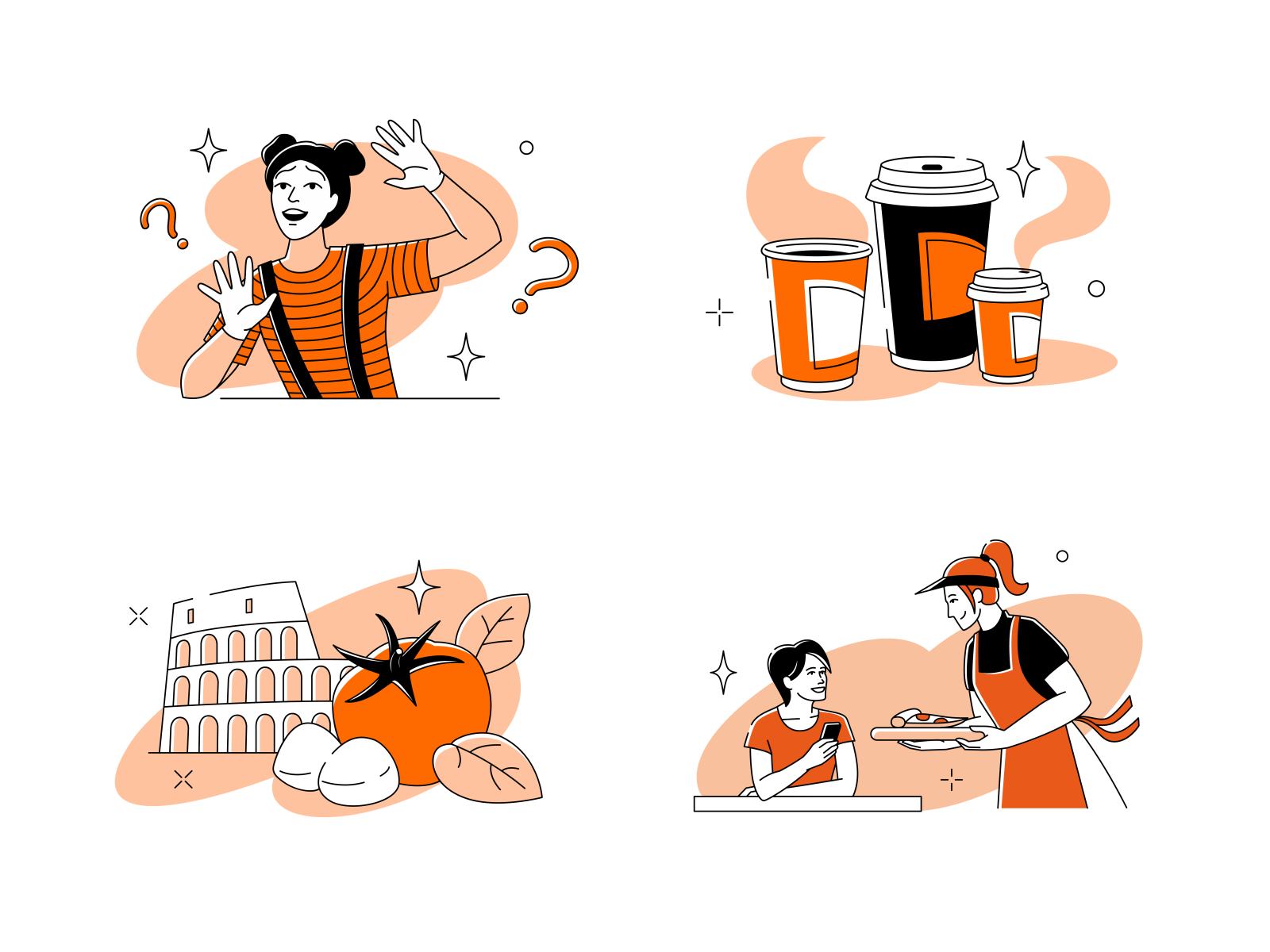 Dodo Pizza illustrations by Darth Kach on Dribbble