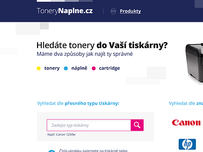 ToneryNaplne.cz e-shop design clean design e shop printer web