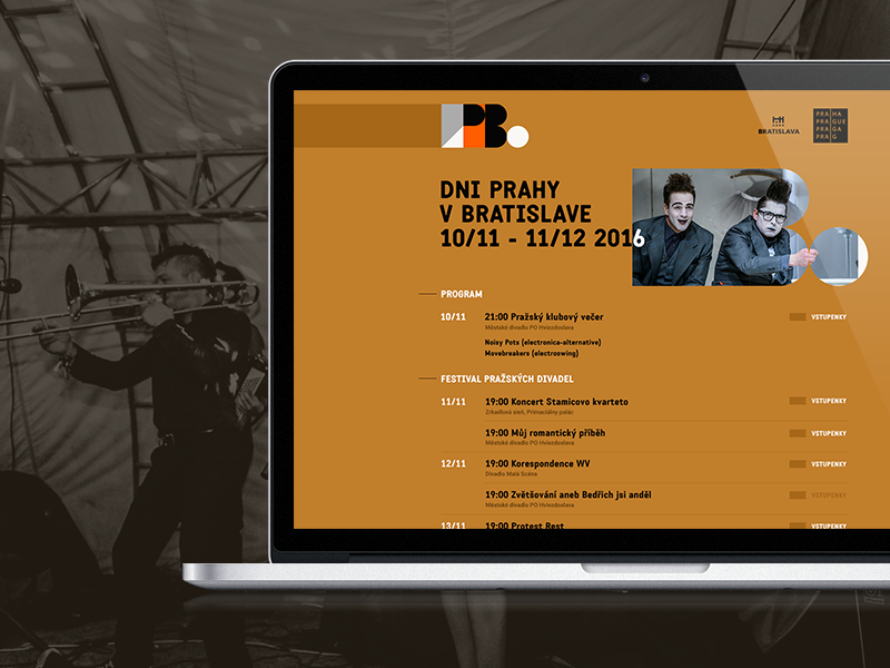 Dni Prahy v Bratislave graphics minimalism clear clean balck yellow webdesign design uidesign
