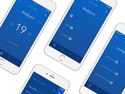 Easy Home App app app design blue clear ios minimalism mobile app mobile design smart smarthome