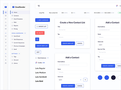 Email Sender: Styleguide and Components dashboad ui uiux ux web web design web ui web uiux webdesign website
