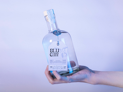 Blu Gin label and seal blu coloredlight gin grafikfeed graphicdesign hungary initial label packaging packagingdesign seal