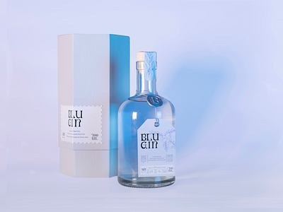 Blu Gin hexagon box blu coloredlight gin grafikfeed graphicdesdign hexagon label packaging packagingdesign seal typography