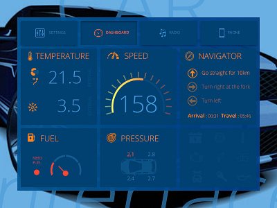 #034 Dailyui Challenge - Car Interface car car interface challenge control dailyui dashboard interface panel ui