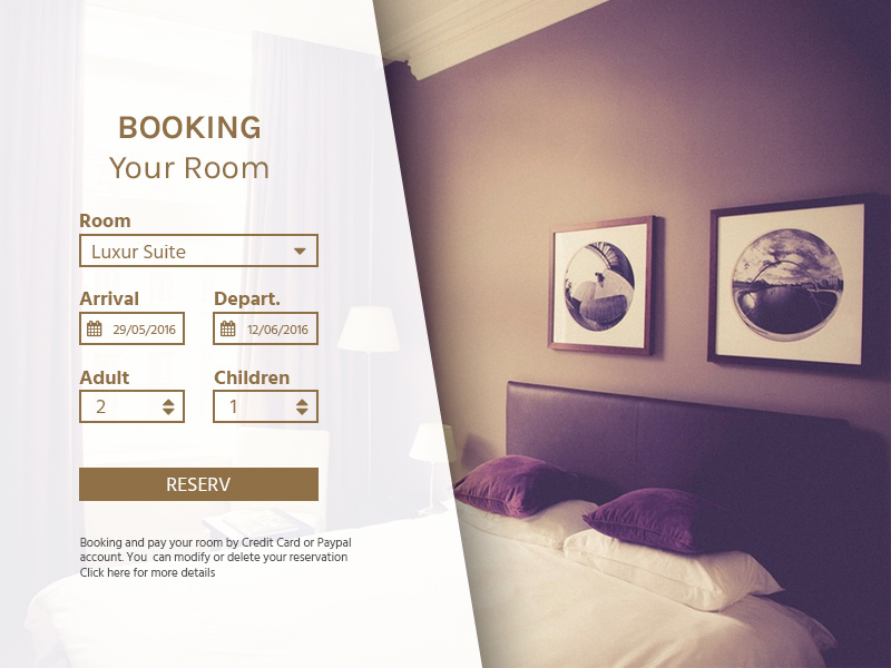 Hotel Booking form hotel reservation room booking dailyui daily ui