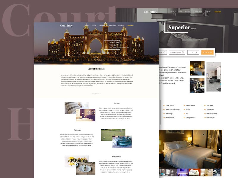 Hotel Courtney PSD project shot site website template design webdesign booking hotel