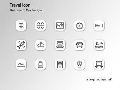 Travel Icon Pack glyphicon icon iconpacks icons icons pack iconset iconsets line icon linestyle pixel perfect travel agency traveling vacation