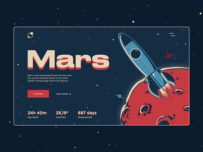 Mars concept design illustration landing mars planet rocket space star typography ui ux vector website