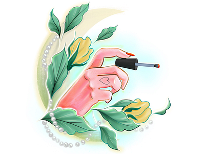Nail illustration business girl hand illustration instagram master nail service nail nail polish plants