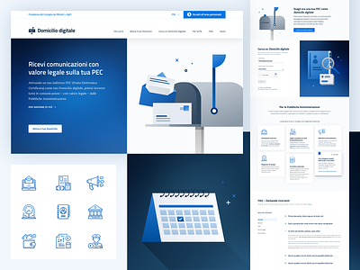 Domicilio Digitale – Landing page blue and white certified email email homepage landing page mailbox onepage pa service pec public administration ui ux website