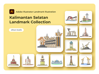 Kalimantan Selatan Landmark Collection balangan banjarbaru banjarmasin barabai kalimantan kandangan kotabaru landmark martapura mascot rantau tanjung tugu