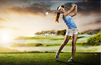 Golf advertising athletic branding color composite golf hyper real lens flare photo photography retouch retouching sport