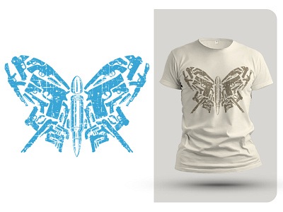Butterfly Gun Lover T shirt Design