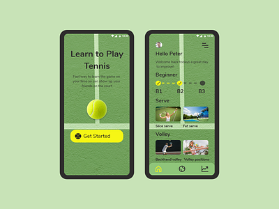 Learn Tennis mobile app design mobile design sports tennis ui ui design uiux user interface