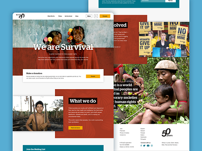 Survival International amazon charity digital design donate donation graphic design homepage indigenous leeds non profit rainforest survival international tribes ui design ux design web design