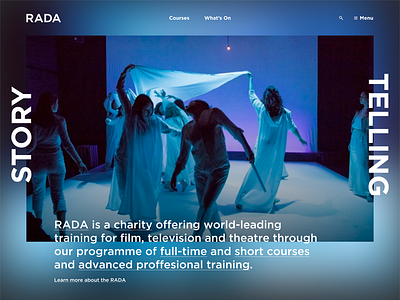 RADA - Royal Academy of Dramatic Art blur homepage offset typography rada web design