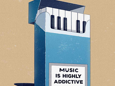 Music is highly addictive addiction blue cigarettes creative art design digital digital art iconeo illustration music music art musician piano piano keys vector vector art