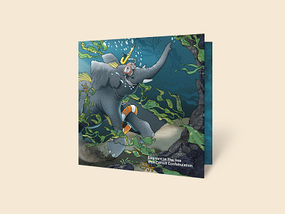 Front Cover: Elephant In The Sea + album art album cover design band merch branding cd elephant graphic design hot air balloon illustration jazz jazz album music