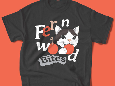 Fernwood Bites Shirt Design + cat cat illustration cat logo fernwood food food event screen printing shirt design typography