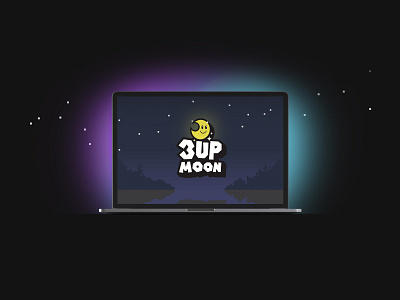 3UP Moon Logo Design