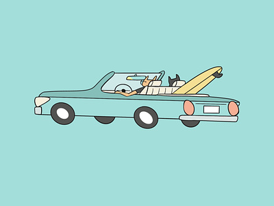 Cats on a Surf Check car cats illustration procreate surfing