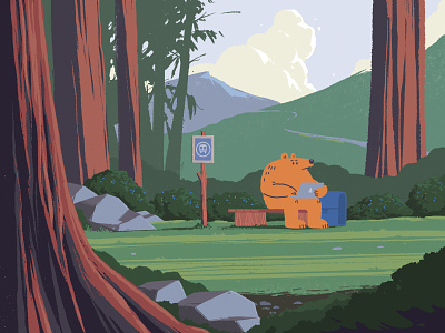 Starting a New Adventure bear digital illustration illustration landscape painting procreate west coast