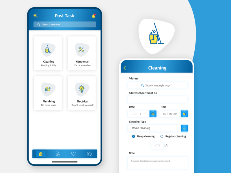 Cleaning service App by Mohammad Naziur on Dribbble