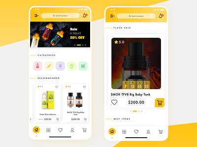 Electronic cigarette eCommerce App UI UX Design